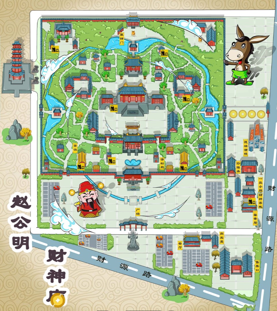 丹阳寺庙类手绘地图